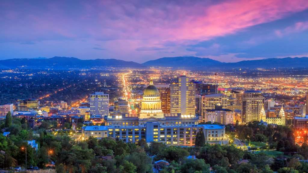 Salt Lake City skyline Utah at night